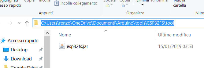 Arduino IDE esp32 SPIFFS Sketch Data Upload folder jar