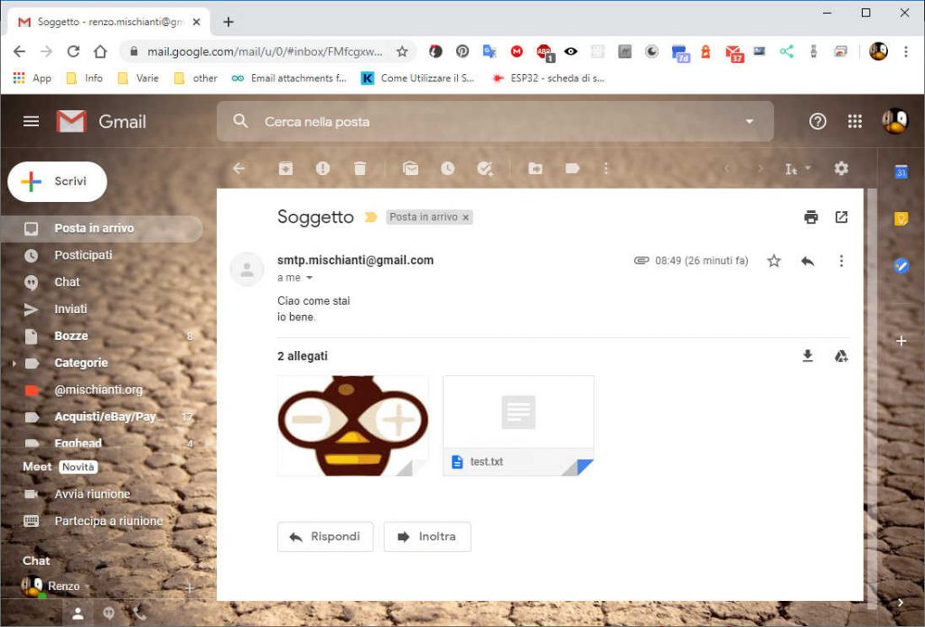 Send email with attachments Arduino esp8266 esp32 test with image and txt