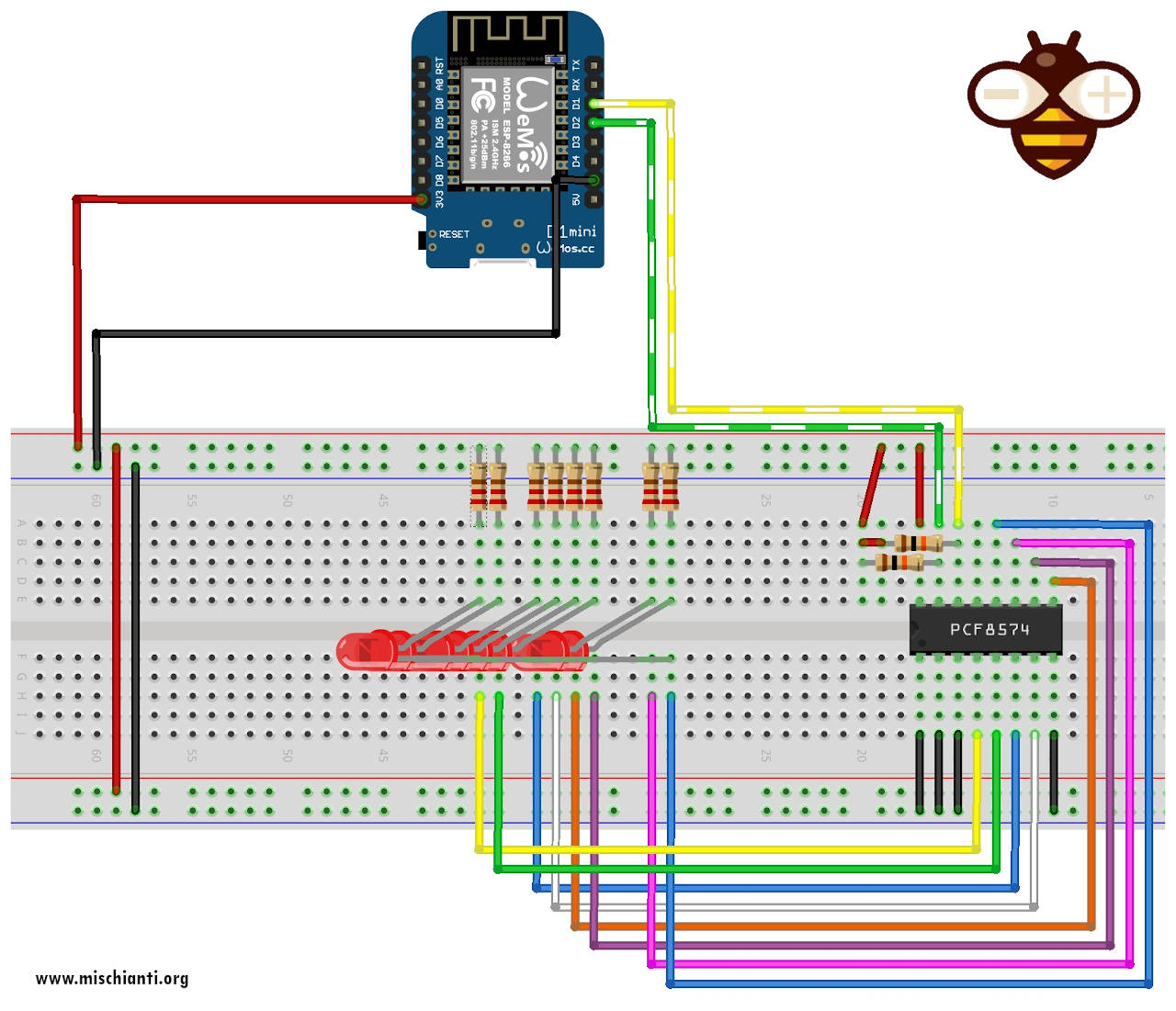 Arduino PCF8574 PCF8574T I2C 8 Bit IO GPIO expander module & RaspberLDUK 